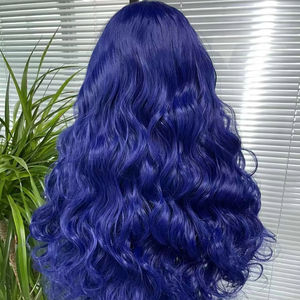 Perucas Frontais Luxuosas Futura 13*3 para Mulheres, 28 Polegadas de Comprimento, Azul, Ondas <span class=keywords><strong>Afro</strong></span>, Fibra Resistente ao Calor, Base de Renda de Seda, Alta Densidade 180% - Product Image 1