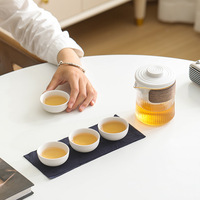 Service à thé portable de luxe chinois en verre et céramique avec infuseur pour l'extérieur, ensemble de voyage Gongfu, cadeaux tasses Kuaike