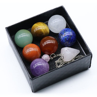 Natuurlijke Kristal Agaat Chakra Yoga Stenen Handgemaakte Gegraveerde Gebeds kralen Set 20mm Ronde Ballen (7 stuks/doos)