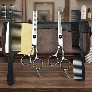 Ensemble de ciseaux de barbier professionnels ASAP, acier inoxydable écologique, manche en plastique, logo personnalisé, soins personnels pour hommes - Product Image 2