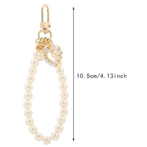 Porte-clés Cœur Coquillage Tendance avec Perle Blanche, Léger, Dragonne de Poignet, Breloque pour Sac Téléphone, Cadeau - Product Image 2