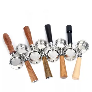 Accesorios para <span class=keywords><strong>cafetera</strong></span> Mango de madera Portafiltro de café inoxidable 51mm para Coffee Knock Box para <span class=keywords><strong>Delonghi</strong></span> - Product Image 1