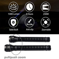 Linterna grande de alta resistencia, XP-E Q5, LED, foto, tamaño D, batería, Reflector de Metal, Zoom, linterna
