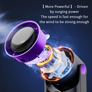 พัดลมขนาดเล็กพร้อมจอแสดงผลดิจิตอล LED แสดงผลแบบเรียลไทม์ 360 องศา °   พัดลมหมุนเวียนอากาศแบบชาร์จไฟได้สำหรับสำนักงาน พัดลมตั้งโต๊ะขนาดเล็ก - Product Image 6