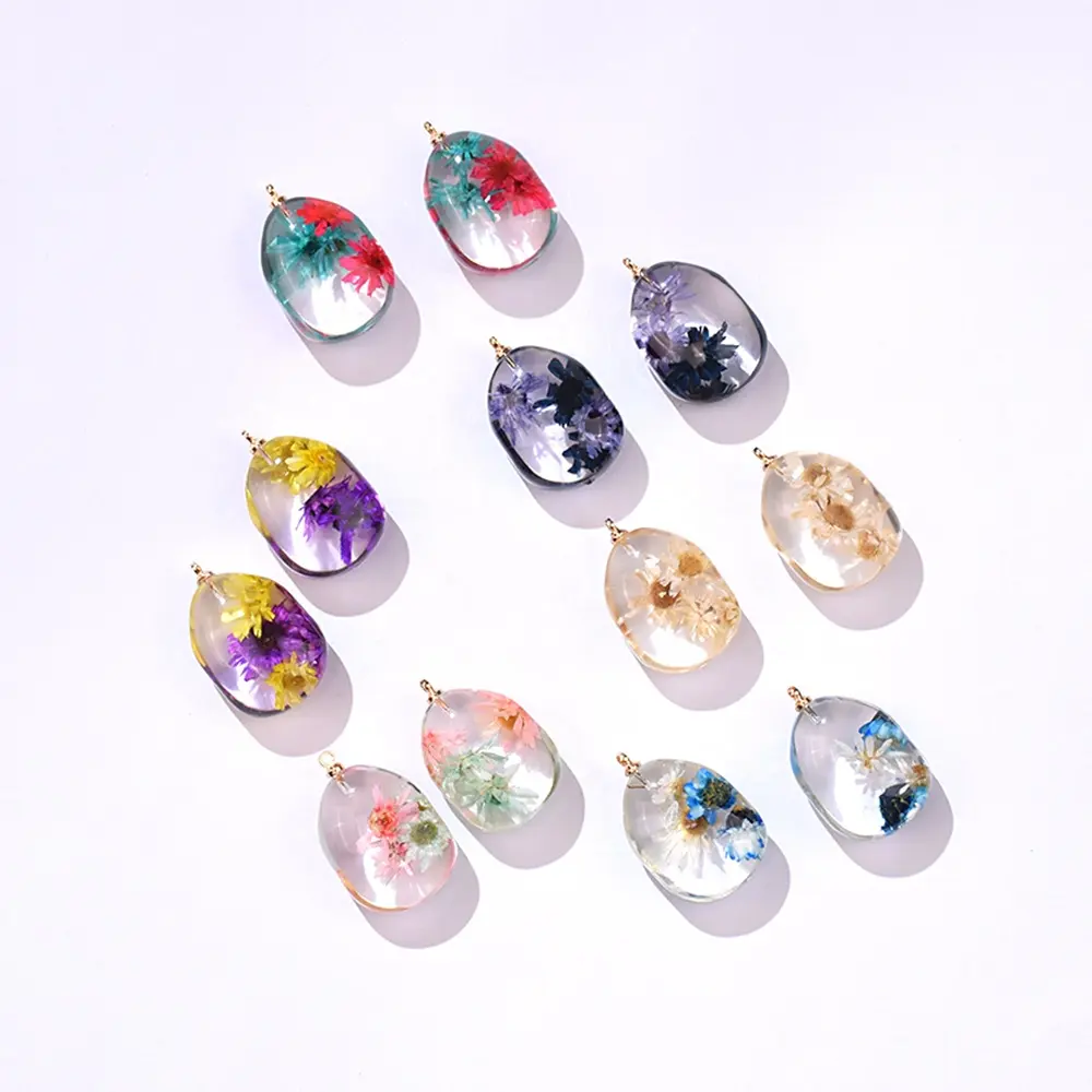 Bukwang resin jewelry dried flower pendant necklace Findings for Girls DIY earring