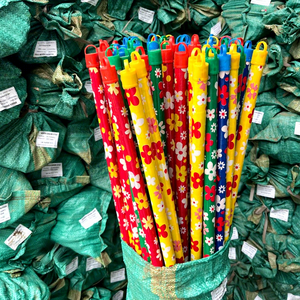 Vietnam Quality Eucalyptus Wood PVC-Coated Soft Bristle Broom India Flower Design Long Length Dustpan <b>Mop</b> Portable Home Use - Product Image 1