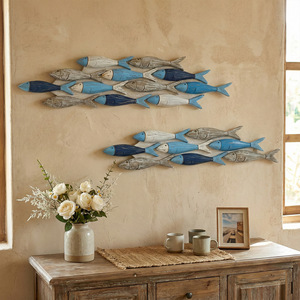 Mediterranean 3D Fish Wall Hanging Blue Wooden Handmade Home Decor <b>Ornament</b> - Product Image 2
