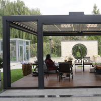Pergola en aluminium à lames orientables, kit de panneaux zippés, verre, jardin, cour, pergolas d'extérieur avec éclairage LED