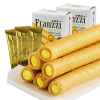 Vente chaude de collations exotiques saveur Matcha/saveur de noix de coco centre rempli de rouleaux d'oeufs 60g Wafer Roll biscuit