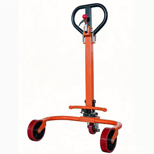 รถเข็นกลองสีน้ำเงินพร้อมโครงสีเหลืองและล้อยางสำหรับใช้ในคลังสินค้า - Product Image 4