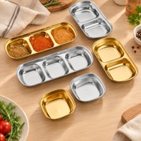 Accessoires de cuisine : Plat à condiments en acier inoxydable 304, plaqué or, épaissi, pour barbecue, fondue chinoise et usage hôtelier