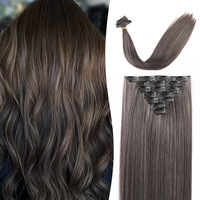 Extensions de cheveux indiennes Remy à clips sans couture, double épaisseur - Douces et soyeuses, sans perte ni emmêlement