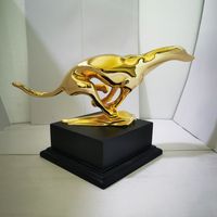 Sculpture de chien en métal plaqué or moderne personnalisée Pet Awards for Dog Shows Animal Metal Craft Trophées Médailles Souvenirs commémoratifs