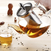 Théière en verre avec infuseur amovible en acier inoxydable pour thé en fleurs et thé en vrac