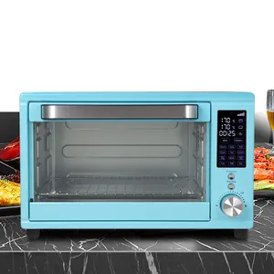 Oven air fryer listrik 28L, menu memanggang, dehidrator panggangan, oven CB CE electrik, tampilan LCD, menu reset, oven CB CE