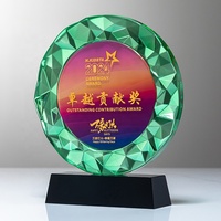 Nouvelle conception couleur impression arc-en-ciel rond CrystalGlass Awards Plaque trophée