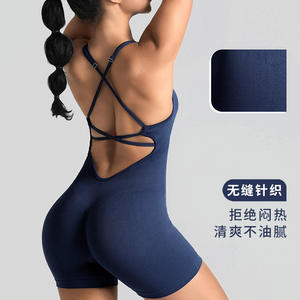 European American Style Cross-Border Sports <b>Bodysuit</b> Pants Sexy Vest-Style Yoga Jumpsuit Hip-Hugging Design One-Piece Sports - Product Image 3