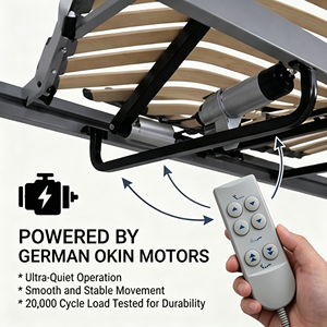 Lit électrique axé sur le confort avec télécommande filaire, tête/pieds réglables, moteur OKIN durable, idéal pour la lecture et la télévision - Product Image 2