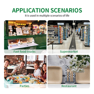 Cấp thực phẩm miễn phí in ấn dùng một lần phân hủy bằng gỗ muỗng nĩa dao và khăn ăn túi giấy phân hủy sinh học Bộ đồ ăn thiết lập dao kéo - Product Image 5