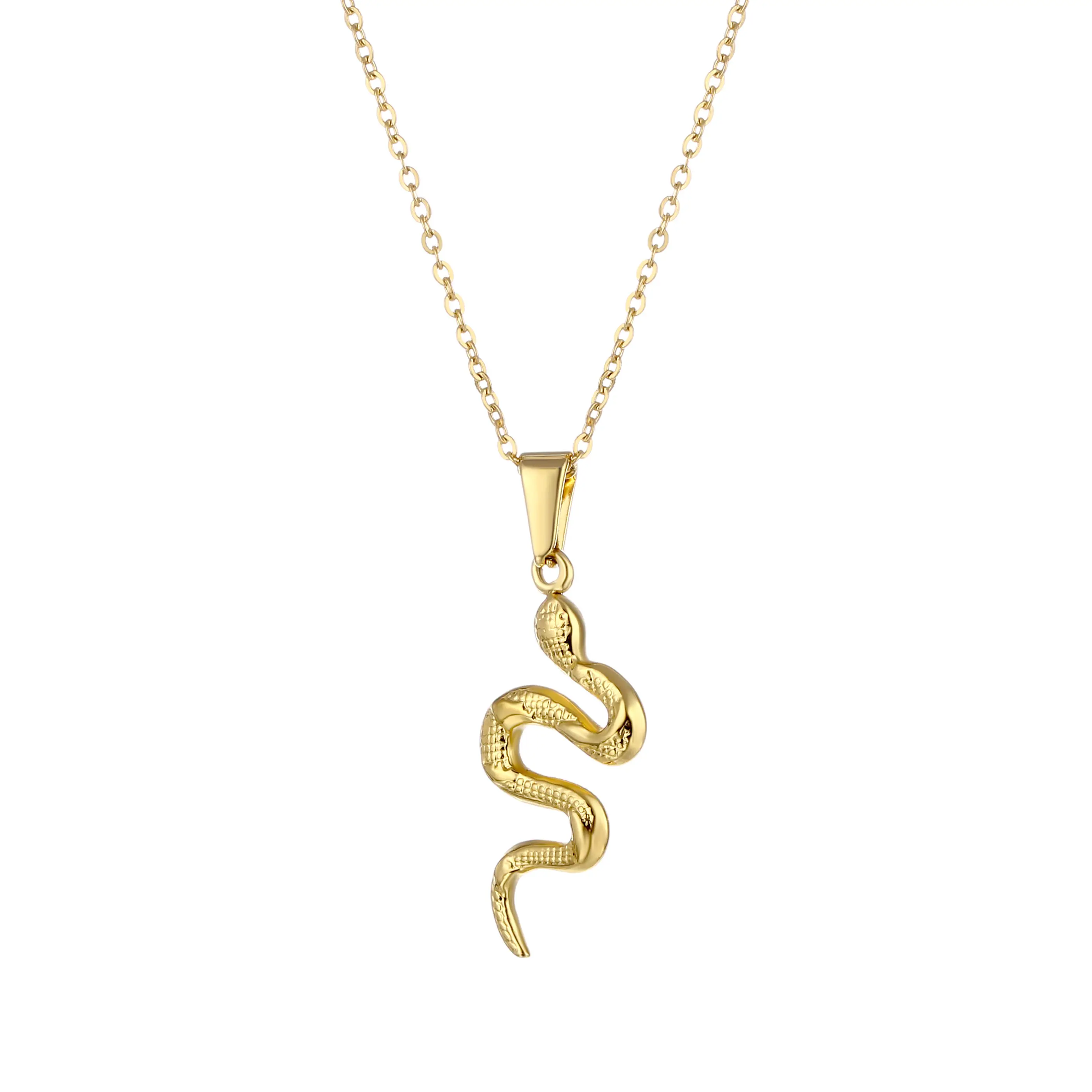 Punk Men Serpent Necklace Stainless Steel Snake Pendant Hips Hops Cobra Charms Gold Silver Animal Snake Cable Chain Jewelry