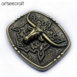 Totem de boucle de ceinture occidentale de style ethnique direct d'usine avec la conception de crâne de taureau - Product Image 2