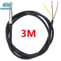DS1820 Paket Baja Tahan Karat Tahan Air DS18b20 Sensor Suhu Probe Suhu 1M/2M/3M 18B20 untuk Arduino