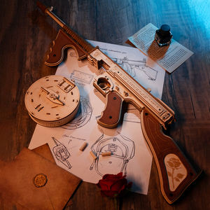 Robotime Rokr Tiktok Hot Selling 3D Puzzles LQB01 Wooden Submachine <strong>Model</strong> Kit Toy <strong>Guns</strong> for Adult - Product Image 6