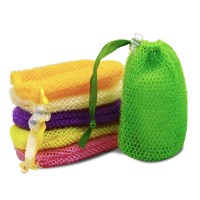 Sac de savon en nylon éponge maille africaine personnalisé sac de savon exfoliant pour gommage de douche pochette économiseur de savon exfoliant sac à récurer pour le corps
