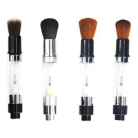 Brosses à poudre rétractables à long manche Brosses à poudre à pompe de distribution de beauté cosmétique avec rechargeables pour poudre libre