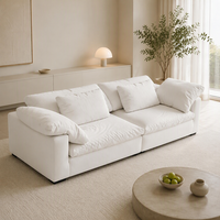 Canapé modulaire blanc minimaliste en gros OEM, style nuage, en tissu, avec accoudoirs carrés épais, canapé sectionnel pour salon