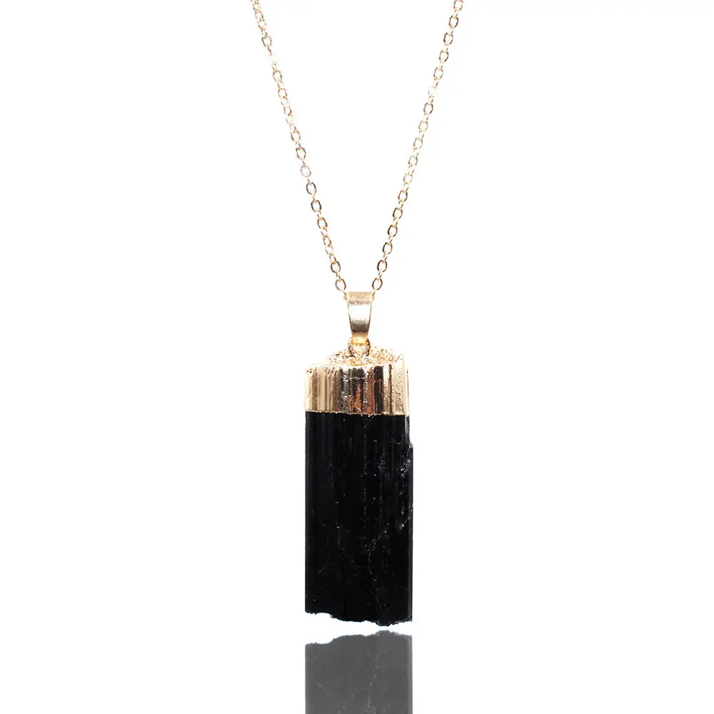 Natural Black Pillar Tourmaline Stone Pendant Rough Original Cylindrical Energy Pendant For Woman And Man Gift Fashion Jewelry