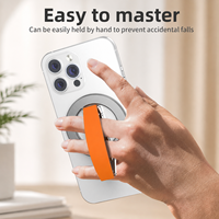 Support de téléphone magnétique flexible en alliage d'aluminium avec logo personnalisé, aimant puissant, base rotative et sangle de poignet pour bureau