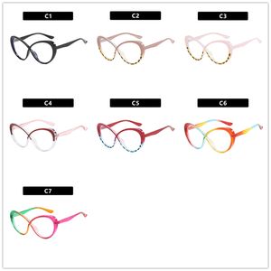 Nuevas monturas de moda para anteojos, bloqueo de luz azul, caqui, Floral, Ojo de gato X, plástico cruzado para niñas y mujeres - Product Image 6