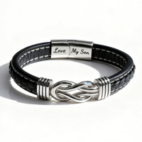 RFJEWEL Classique – Bracelet en acier inoxydable tressé avec fermoir magnétique « Je t'aime pour toujours » personnalisé pour homme – Bijou d'anniversaire « Je t'aime mon fils »