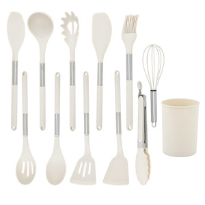Ensemble d'Ustensiles de Cuisine 11 Pièces en Acier Inoxydable avec Manche en Silicone, Comprend un Support de Rangement et des Spatules Cuillères - Product Image 4