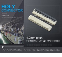 Connecteurs plats flexibles FPC FFC en gros, SMD SMT ZIF, type bascule, contact inférieur, pas de 0,3 mm, 0,5 mm, 1,0 mm, 4 à 60 broches pour carte PCB