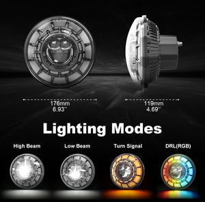 Nuevos Faros LED RGB Redondos LOYO de 7 Pulgadas, 90 W, 12 V, Luz de Circulación Diurna DRL, Luz Alta/Baja para Motocicleta, 9000 Lúmenes - Product Image 4