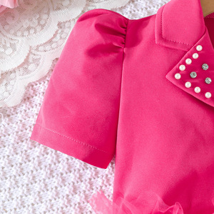 ชุดเสื้อผ้าเด็กผู้หญิงฤดูร้อนปี 2026 - เสื้อคอปกสีพื้นประดับลูกปัดพร้อมกระโปรงแต่งผ้าตาข่าย 2-8 ปี - Product Image 6