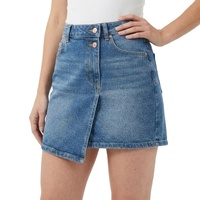 Jupe courte en jean asymétrique taille haute 100 % coton délavé vintage de haute qualité avec logo personnalisé OEM XUCHANG pour femme – Collection été