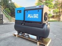 Compresseur d'air à vis Airking 4KW 5HP 8 bars 0,55 m/min Système tout-en-un avec moteur et pompe pour pulvérisation extérieure sur pipeline, réservoir 300L