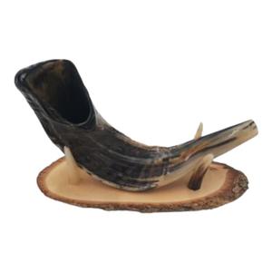 Corne de Viking authentique Support en bois robuste Matériaux de première qualité pour une utilisation durable Décoration de la maison de style animal Technique polie - Product Image 1