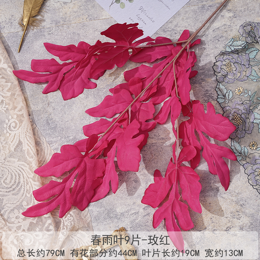 FS-Feuilles de pluie printanières (9 pièces)-Rose rouge