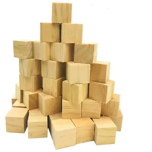 50 pièces de cube en bois bricolage artisanat 2.54cm bloc de bois incomplet bloc de bois naturel sculpture sur tilleul