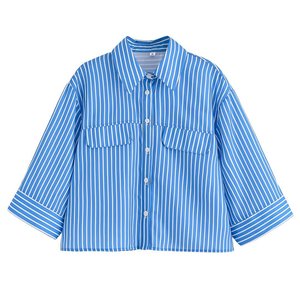 Chemise rayée ample à manches courtes pour <span class=keywords><strong>femme</strong></span>, nouvelle collection été, vente en gros - Product Image 3