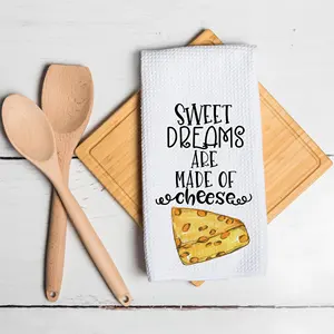 Don't Stop Believing Icecream Doughnut Pun Saying Waffle Tea Towel Holiday Kitchen Decor Gift Dish Towel