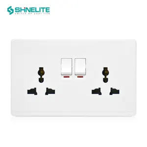 High quality UK standard double switched socket outlet 250V 13A multi-function electric wall switched socket