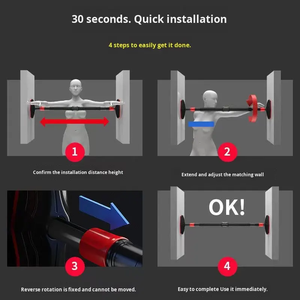 Barra de dominadas de acero ajustable y bloqueable CZFIT para interiores, barra horizontal de montaje en pared sin taladrar con indicador de nivel para gimnasio en casa - Product Image 4