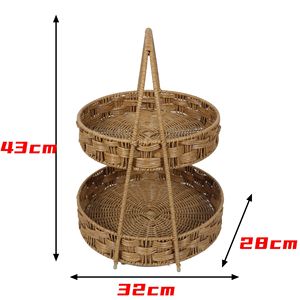 European-style rattan shower tabletop storage rack, snack <b>basket</b>, woven fruit and <b>bread</b> display rack - Product Image 1