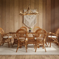 Juego de Comedor Moderno de Venta Caliente Inspirado en el Diseño de Java, Mesa Larga Hecha a Mano para Exteriores de Indonesia