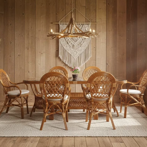 Juego de Comedor Moderno de Venta Caliente Inspirado en el Diseño de Java, Mesa Larga Hecha a Mano para Exteriores de Indonesia - Product Image 1